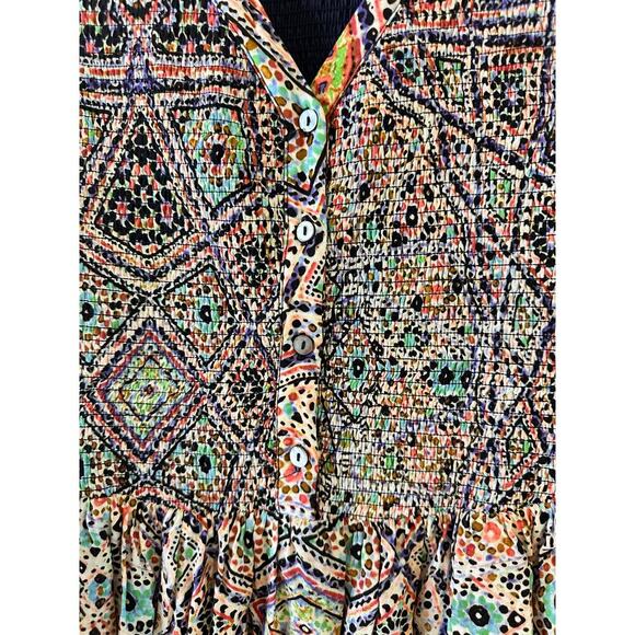 Maeve Anthropologie Smocked V-Neck Floral Tiled Long Sleeve Boho Dress Size XS - Picture 6 of 9